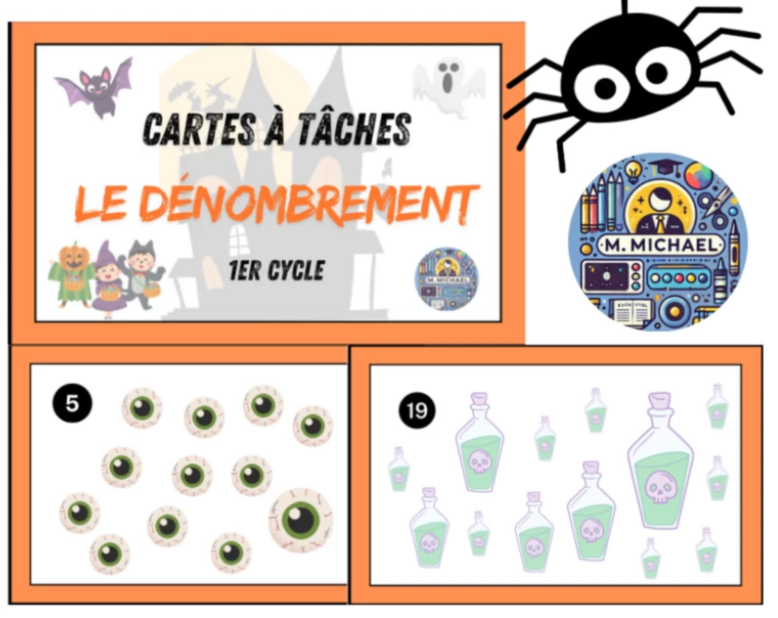 Cartes à tâches dénombrement – La classe de Michaël