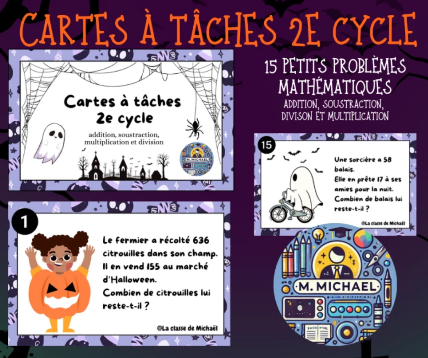 Cartes à tâches 2e cycle (mathématiques problèmes)
