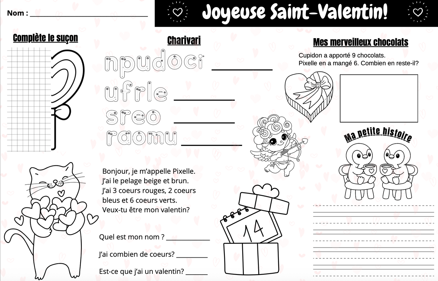 Napperon activité St-Valentin