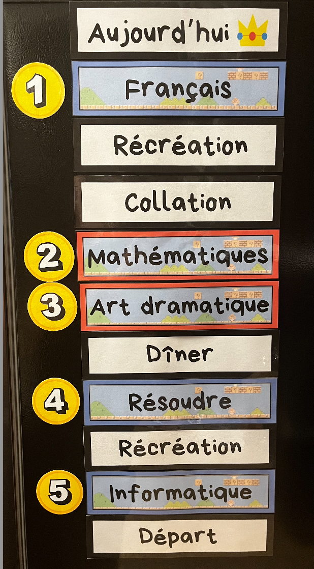 Menu du jour Super Mario