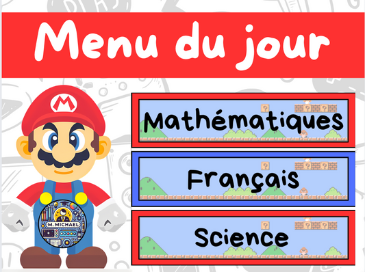 Menu du jour Super Mario