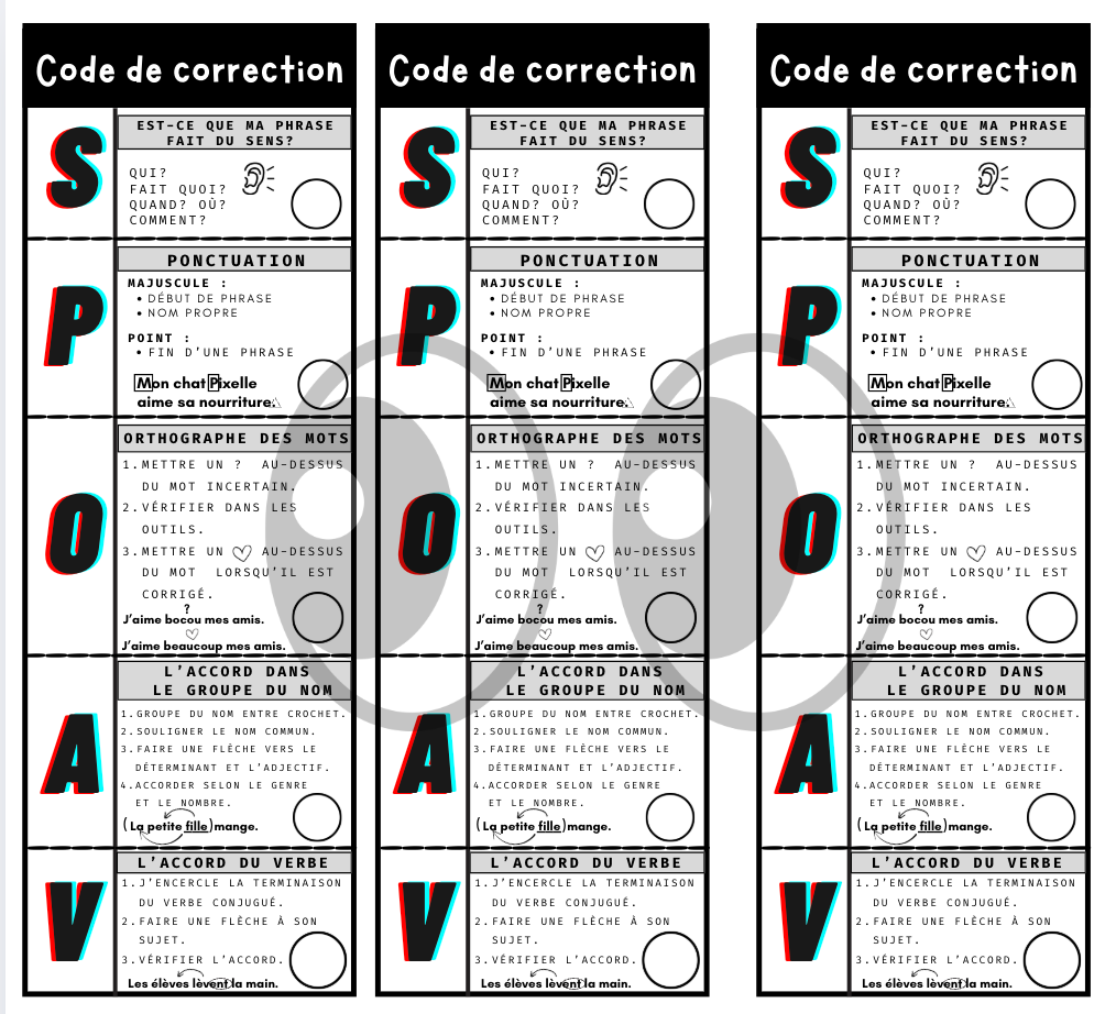 Signet code de correction SPOAV