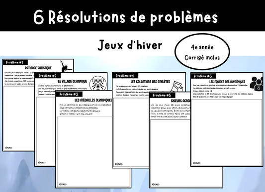 Résolutions de problèmes d'hiver 4e année